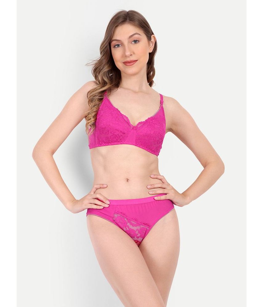     			Aprozone - Pink Lingerie Set Nylon Women's Bra & Panty Set ( Pack of 1 )