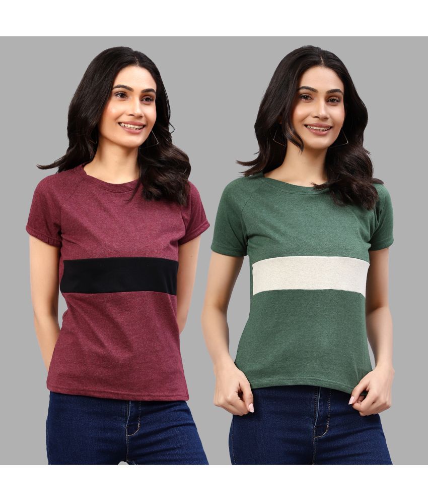     			Diaz - Multicolor Cotton Blend Regular Fit Women's T-Shirt ( Pack of 2 )