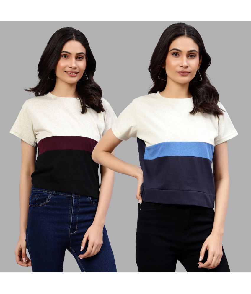     			Diaz - Multicolor Cotton Blend Regular Fit Women's T-Shirt ( Pack of 2 )