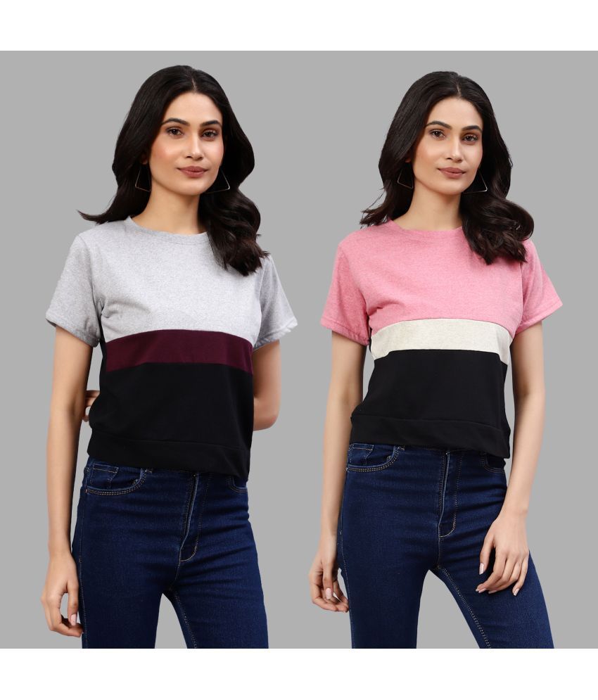     			Diaz - Multicolor Cotton Blend Regular Fit Women's T-Shirt ( Pack of 2 )