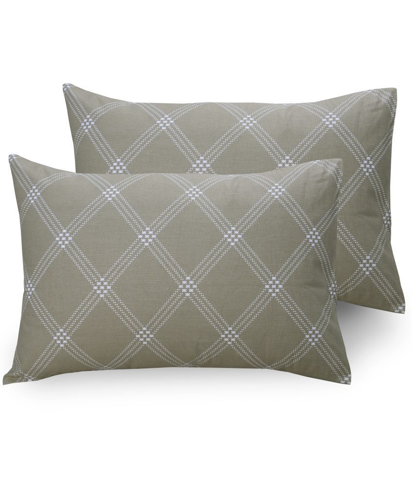     			Huesland - Regular Beige Cotton Pillow Covers 68X43 ( Pack of 2 )