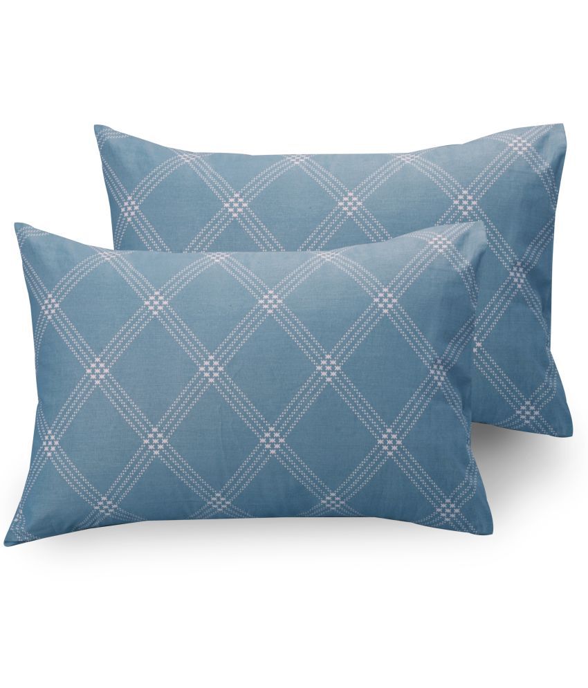     			Huesland - Regular Blue Cotton Pillow Covers 68X43 ( Pack of 2 )