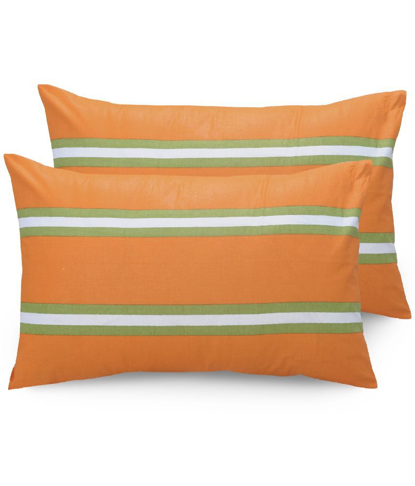     			Huesland - Regular Orange Cotton Pillow Covers 68X43 ( Pack of 2 )