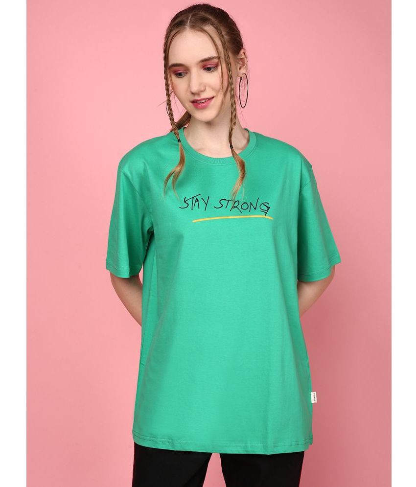     			JUNEBERRY - Mint Green Cotton Loose Fit Women's T-Shirt ( Pack of 1 )