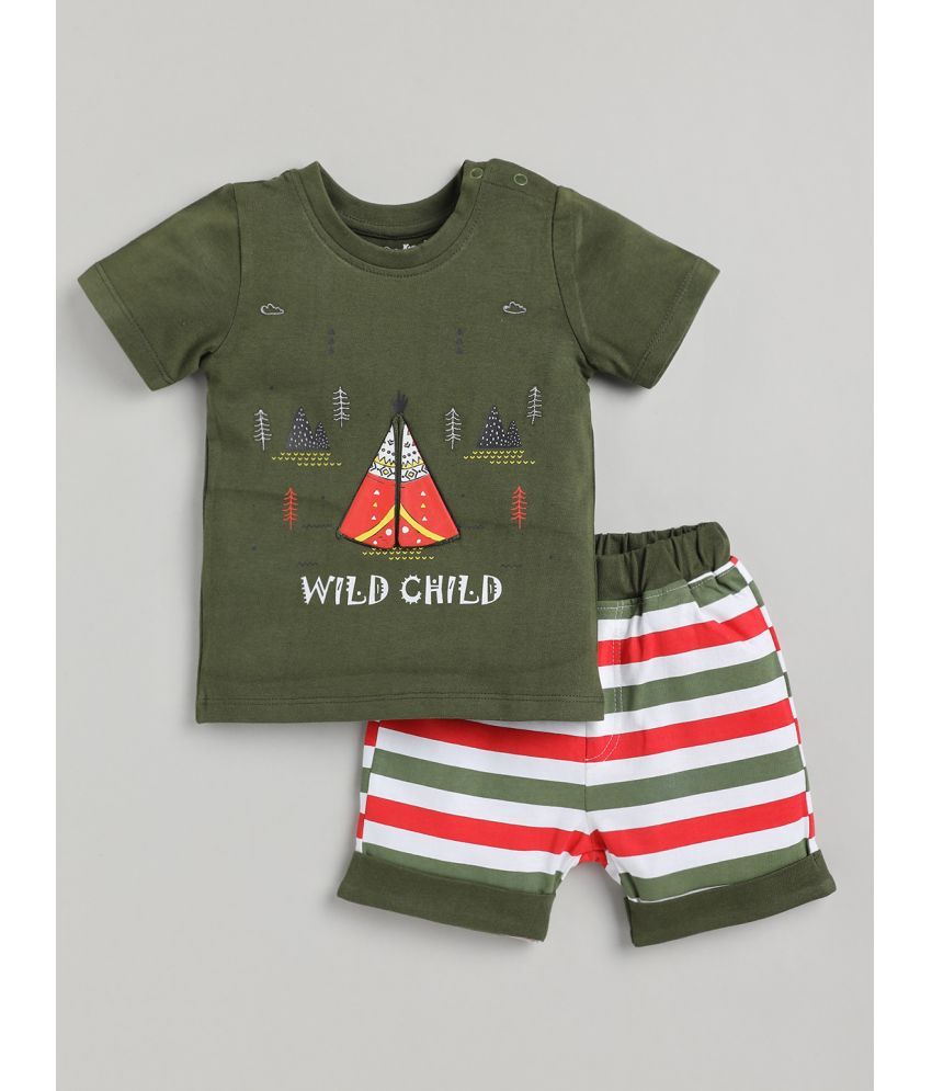     			SWEETIE PIE - Olive Cotton Baby Boy T-Shirt & Shorts ( Pack of 1 )