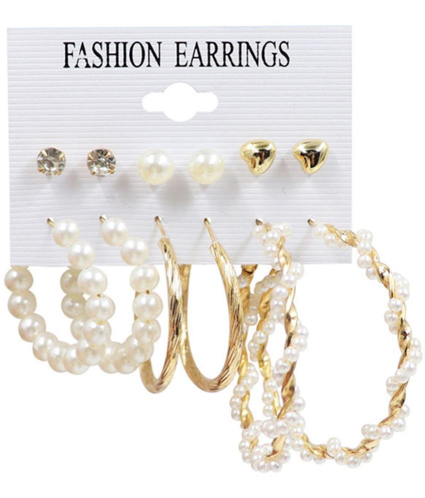     			Sukkhi - Gold Hoops Earrings ( Pack of 6 )