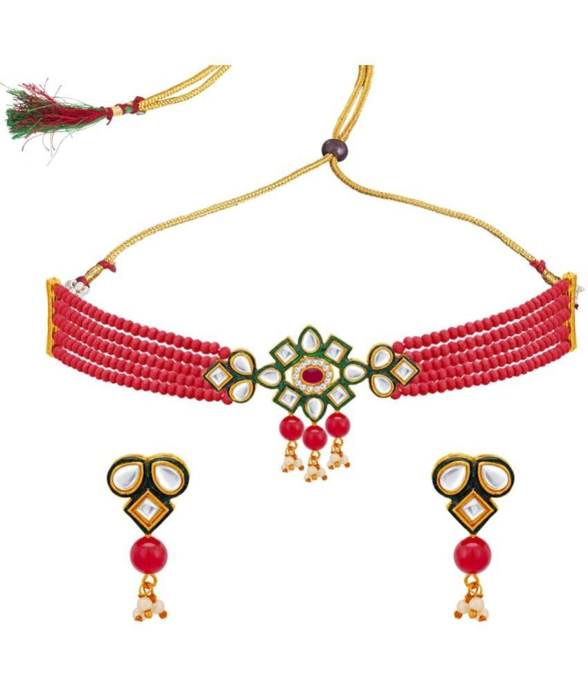     			Sukkhi - Red Alloy Necklace Set ( Pack of 1 )