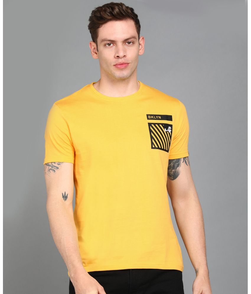     			Urbano Fashion - Yellow Cotton Slim Fit Men's T-Shirt ( Pack of 1 )
