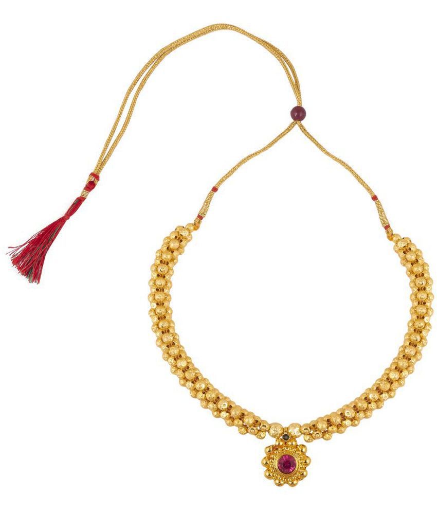     			HEER COLLECTION - Golden Alloy Necklace ( Pack of 1 )