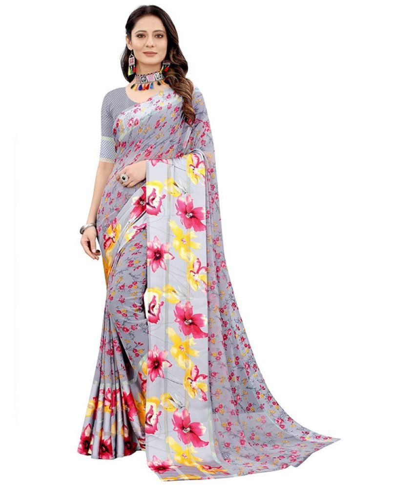     			Sitanjali - Grey Georgette Saree With Blouse Piece ( Pack of 1 )