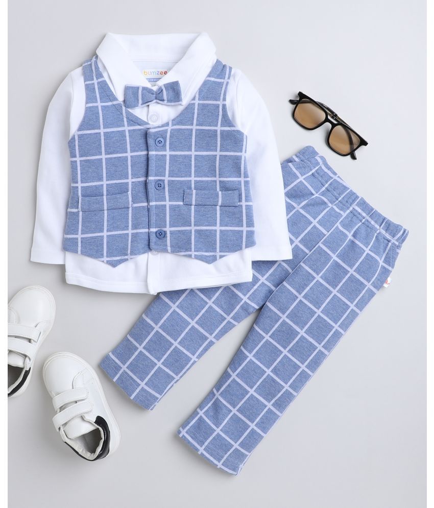     			BUMZEE - Light Blue Cotton Baby Boy Shirt & Trouser ( Pack of 1 )