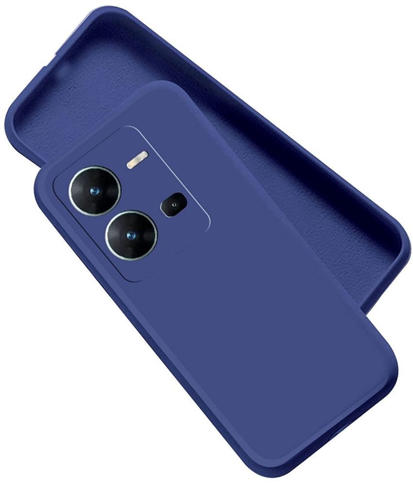     			Case Vault Covers - Blue Silicon Plain Cases Compatible For Vivo V25 ( Pack of 1 )