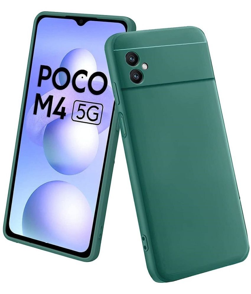     			Case Vault Covers - Green Silicon Plain Cases Compatible For Poco M4 5G ( Pack of 1 )