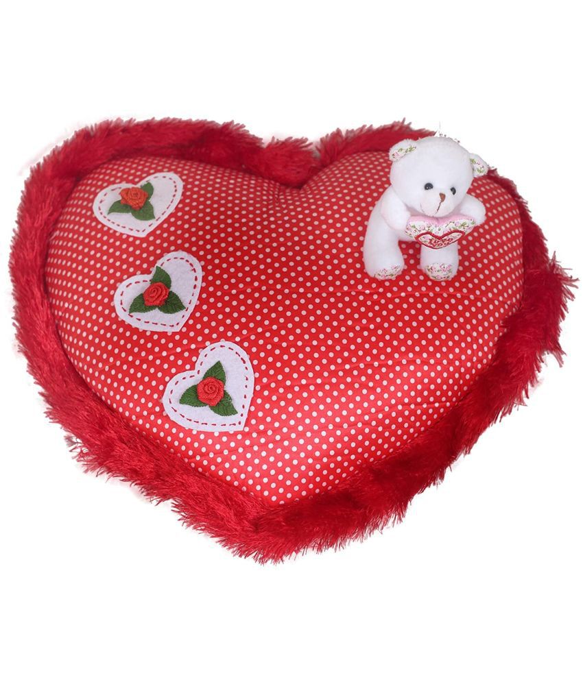     			Tickles Heart Valentine Cushion with Teddy Soft Stuffed Plush Toy Gifts for Love Girl Friend Girlfriend Boyfriend Wife & Husband Wedding Anniversary Birthday Valentine's Day (Color: Red Size: 37 cm)