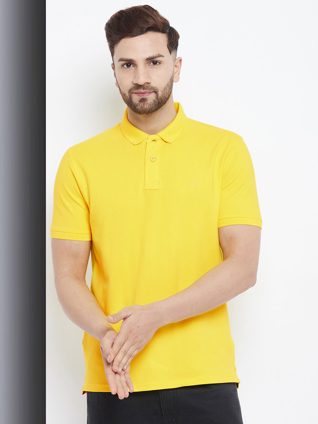     			98 Degree North - Yellow Cotton Blend Regular Fit Men's Polo T Shirt ( Pack of 1 )