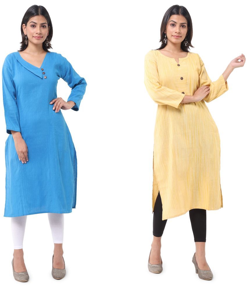     			DESHBANDHU DBK - Multicolor Cotton Women's Straight Kurti ( Pack of 2 )