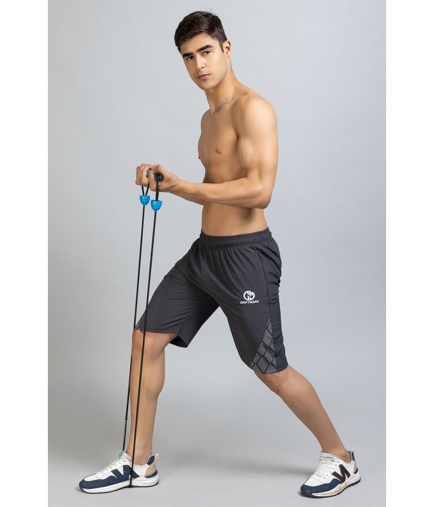     			Driftmark - Charcoal Nylon Men's Running Shorts ( Pack of 1 )