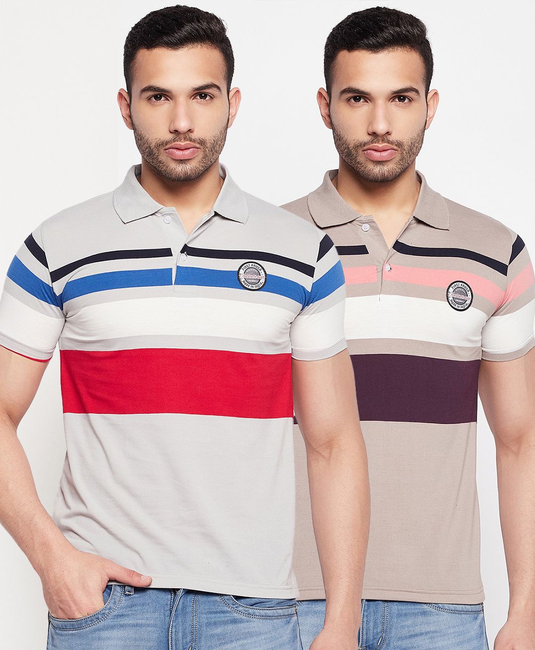     			First Krush - Multicolor Cotton Regular Fit Men's Polo T Shirt ( Pack of 2 )