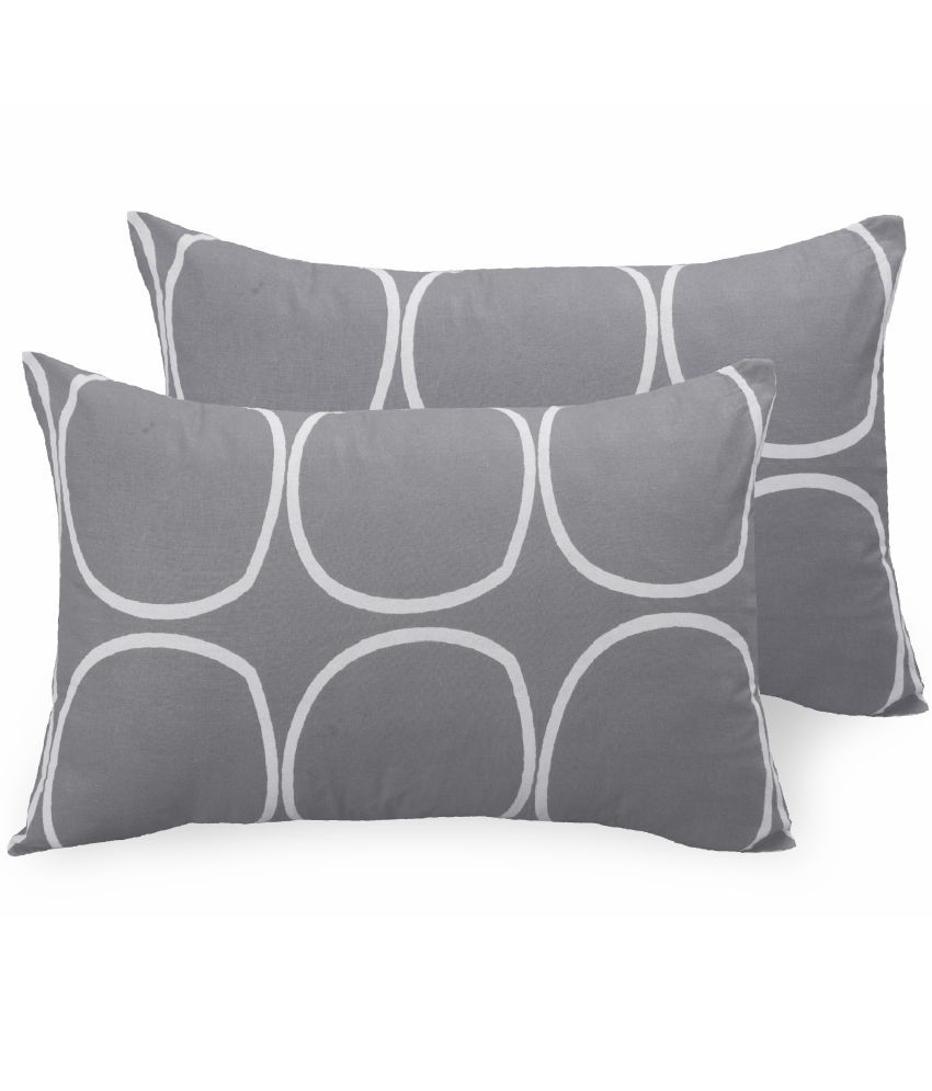     			Huesland - Regular Grey Cotton Pillow Covers 68X43 ( Pack of 2 )