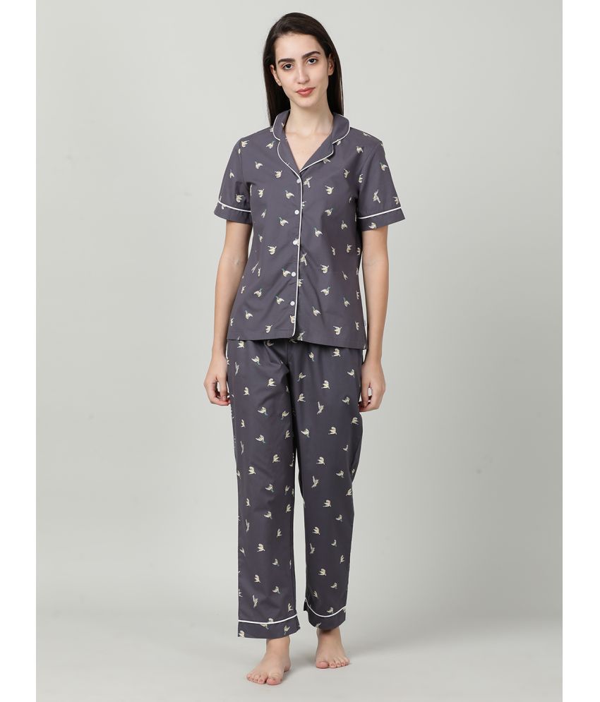     			Mackly - Grey Cotton Women's Nightwear Nightsuit Sets ( Pack of 1 )