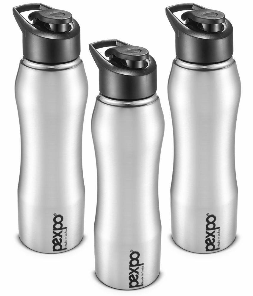     			PEXPO 1000 ml Stainless Steel Sports Water Bottle (Set of 3, Silver, Bistro)