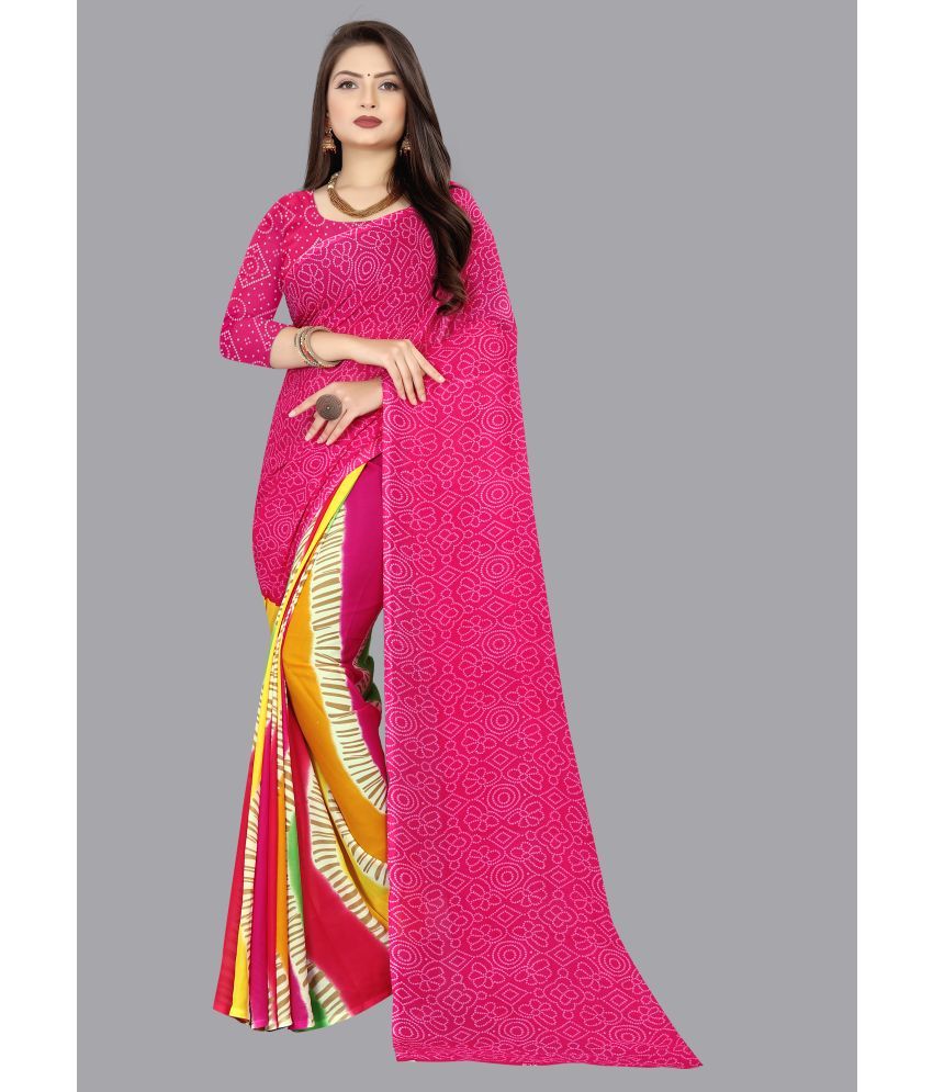     			ANAND SAREES - Pink Georgette Saree With Blouse Piece ( Pack of 1 )