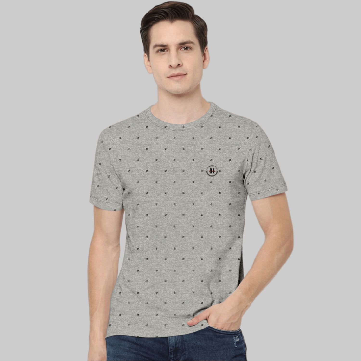     			TAB91 - Grey Cotton Blend Slim Fit Men's T-Shirt ( Pack of 1 )