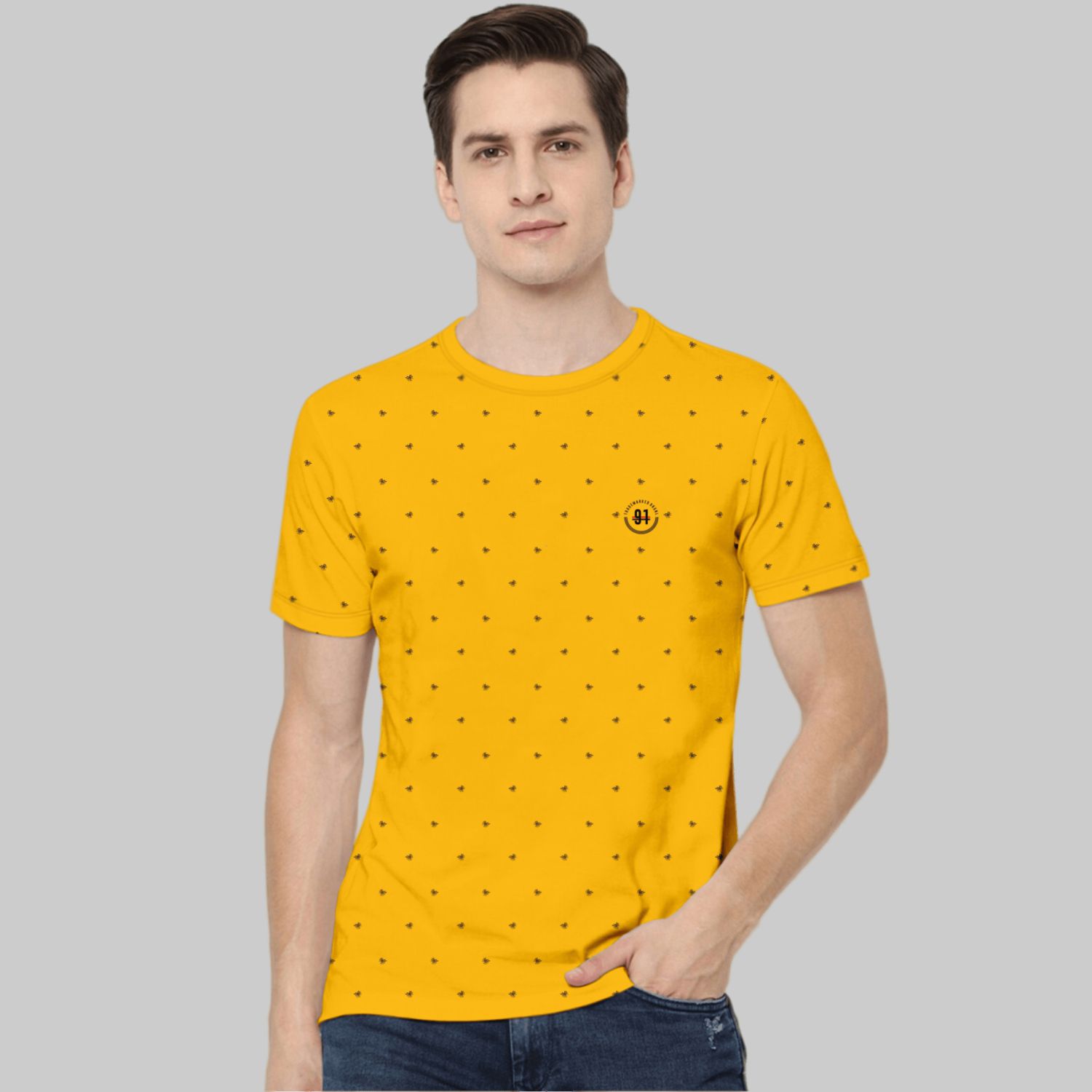     			TAB91 - Yellow Cotton Blend Slim Fit Men's T-Shirt ( Pack of 1 )
