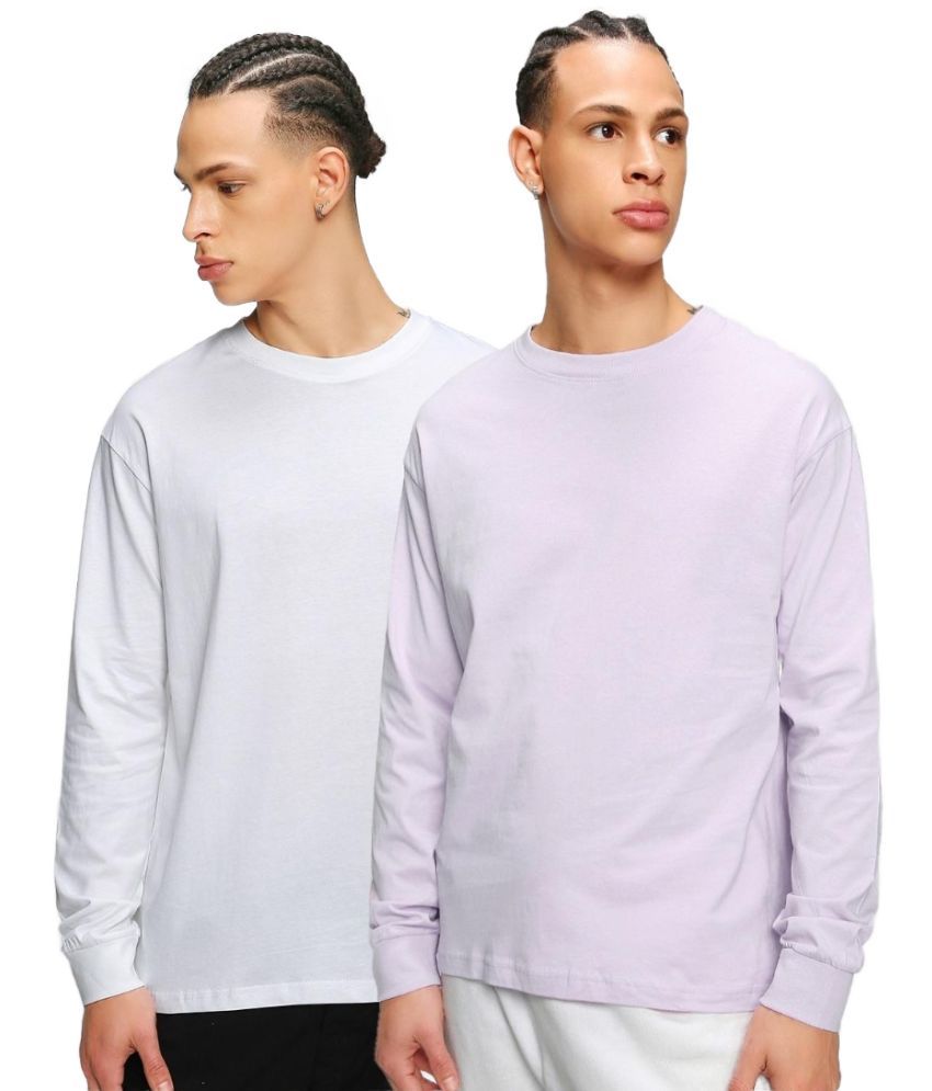     			Bewakoof - Purple 100% Cotton Oversized Fit Men's T-Shirt ( Pack of 2 )