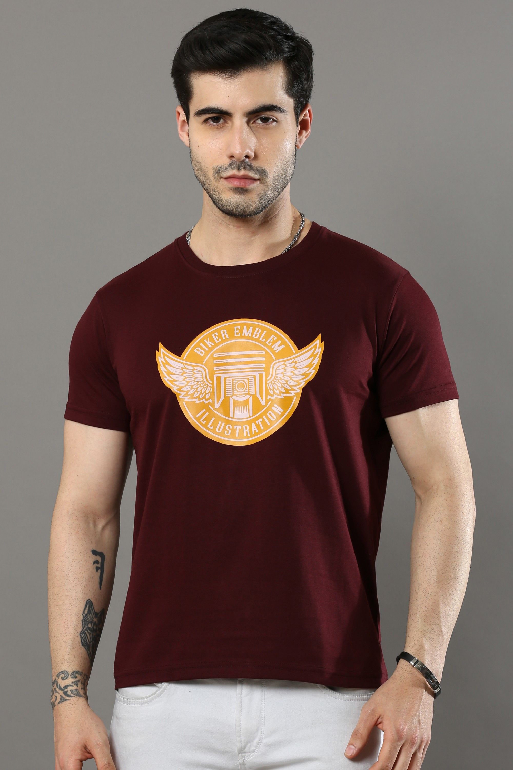     			Cool Colors Pack of 1 Cotton Regular Fit Men's T-Shirt ( Maroon )