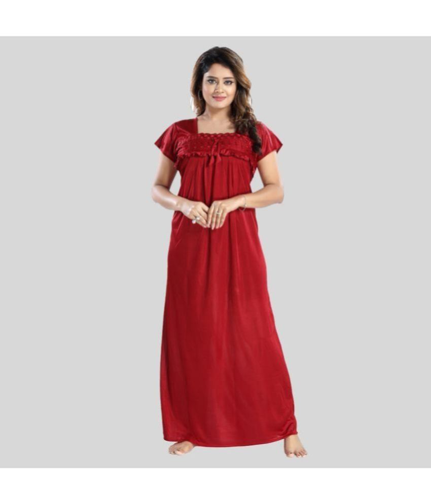     			Gutthi - Red Hosiery Women's Nightwear Nighty & Night Gowns ( Pack of 1 )