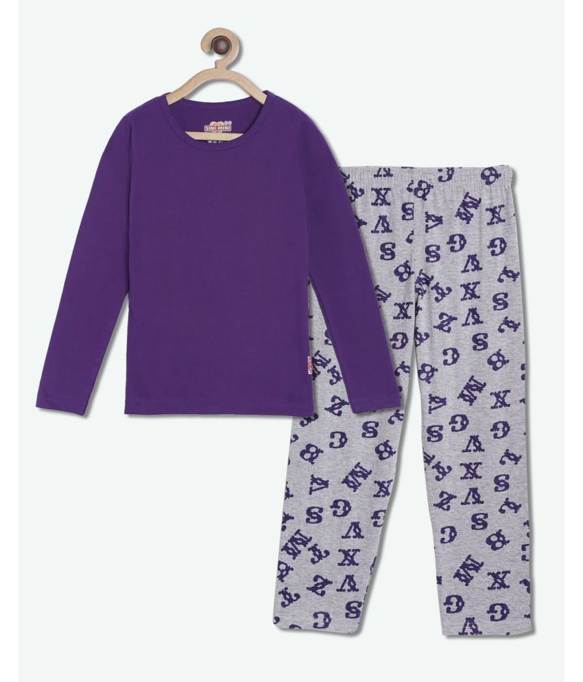     			Sini Mini - Purple Cotton Girls Top With Pants ( Pack of 1 )