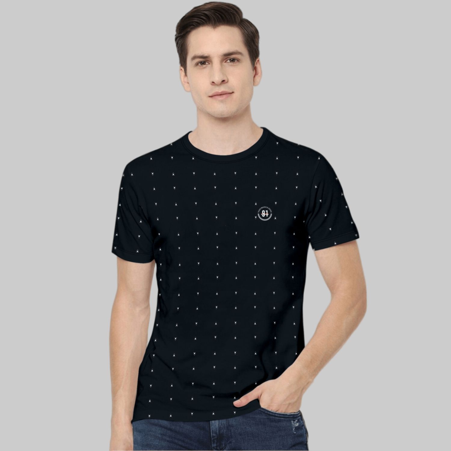     			TAB91 - Navy Cotton Blend Slim Fit Men's T-Shirt ( Pack of 1 )