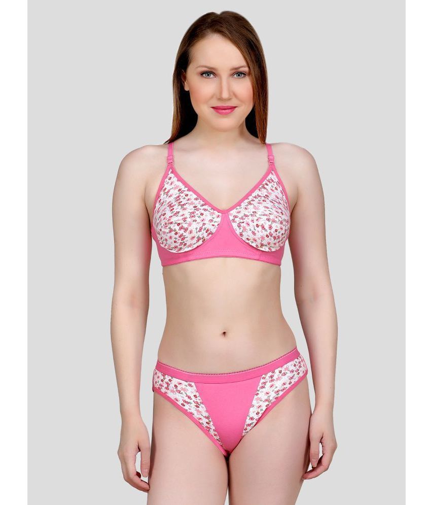     			TCG - Fluorescent Pink Cotton Blend Women's Bra & Panty Set ( Pack of 1 )