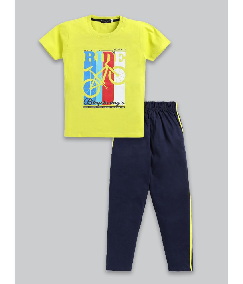     			Todd N Teen - Lime Green Cotton Boys T-Shirt & Trackpants ( Pack of 1 )
