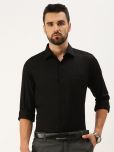 IVOC Men Black Solid Cotton Formal Shirt