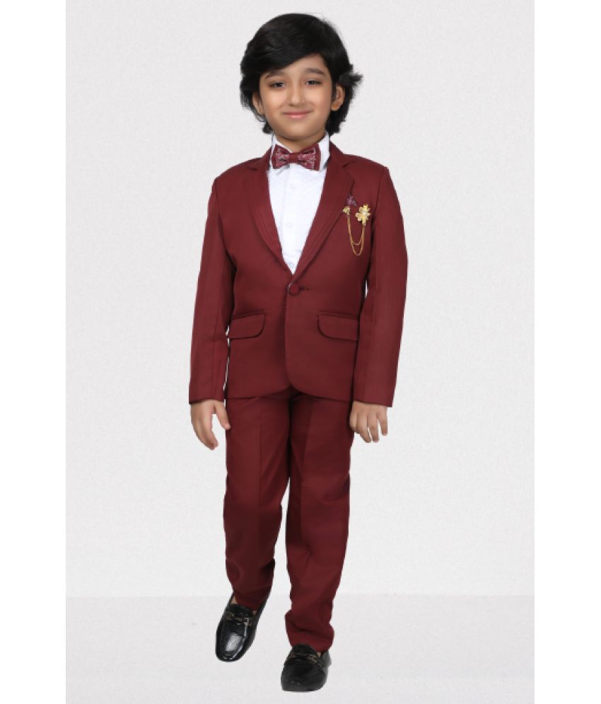     			DKGF Fashion - Maroon Polyester Boys Suit ( Pack of 1 )