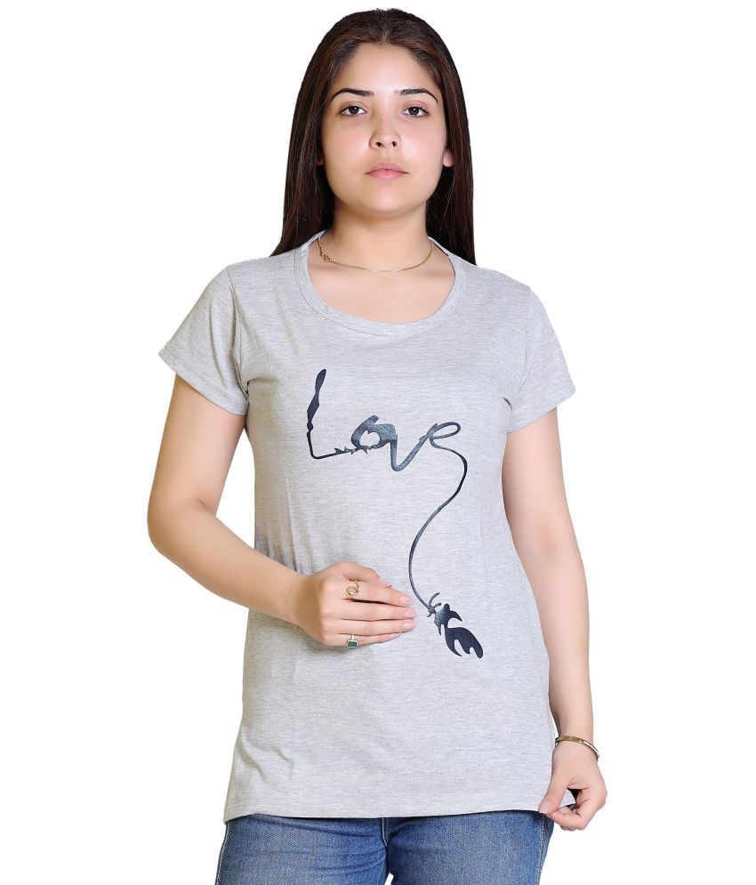     			Infernium - Grey Cotton Blend Regular Fit Women's T-Shirt ( Pack of 1 )