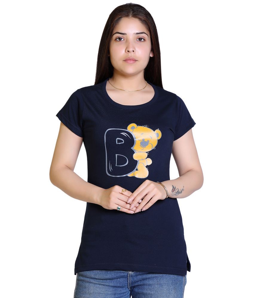     			Infernium - Navy Cotton Blend Regular Fit Women's T-Shirt ( Pack of 1 )
