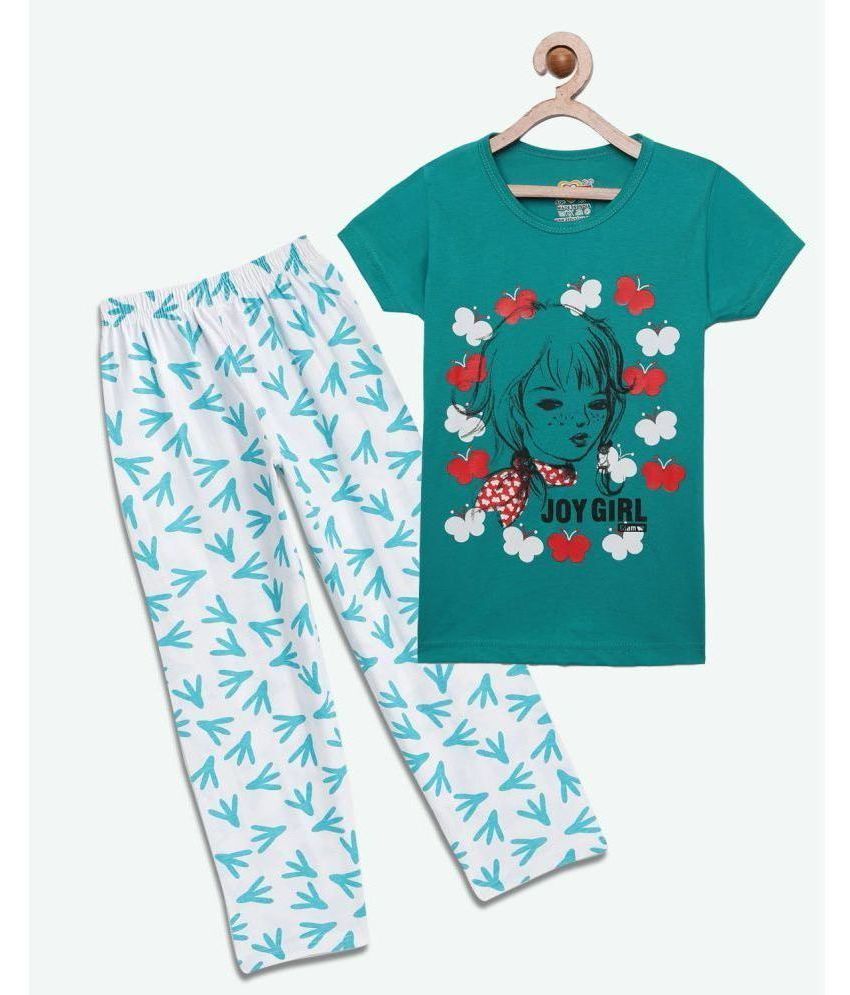     			Sini Mini Pack of 1 Girls Cotton Top With Pajama ( Sea Green )