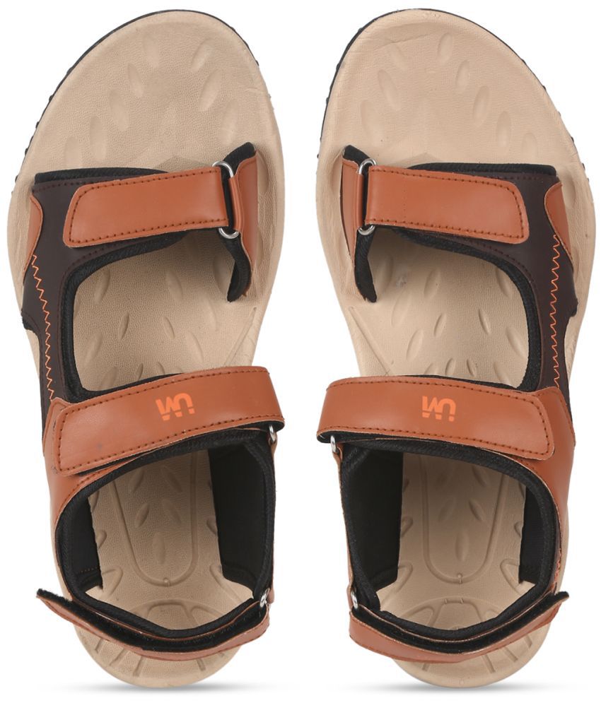     			UrbanMark Men Comfortable Synthetic Floater Sandals - Tan & Brown