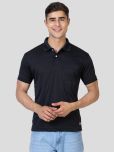 YHA Pack of 1 Cotton Blend Regular Fit Solid Half Sleeves Men's Polo T Shirt ( Black )