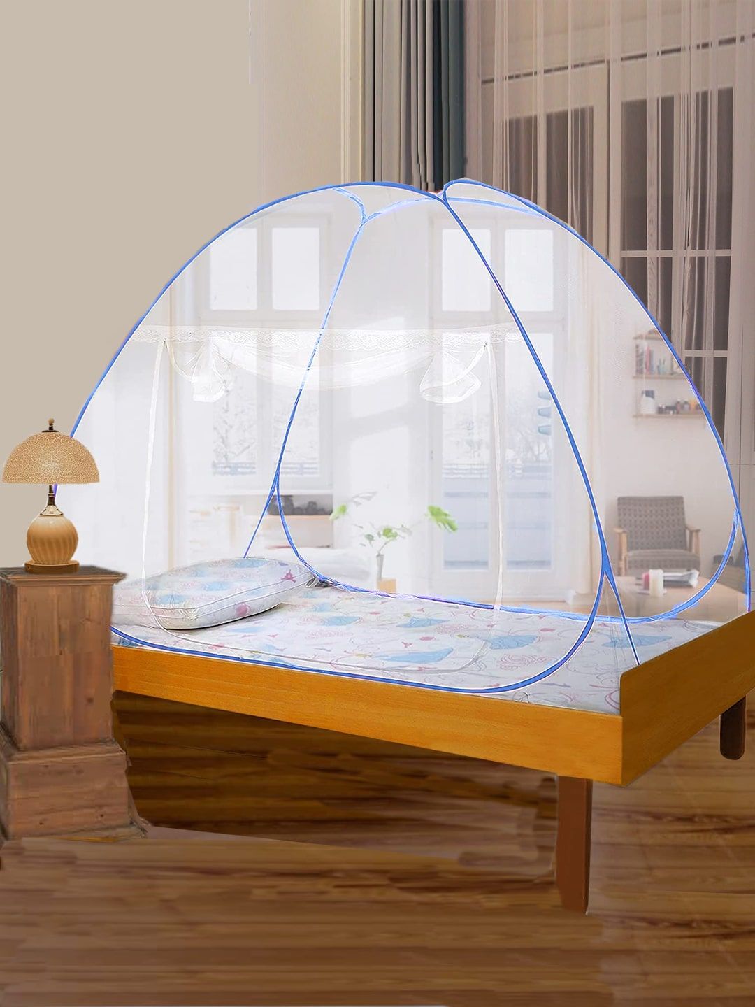     			Evafly - Blue Polycotton Foldable Mosquito Net ( Pack of 1 )