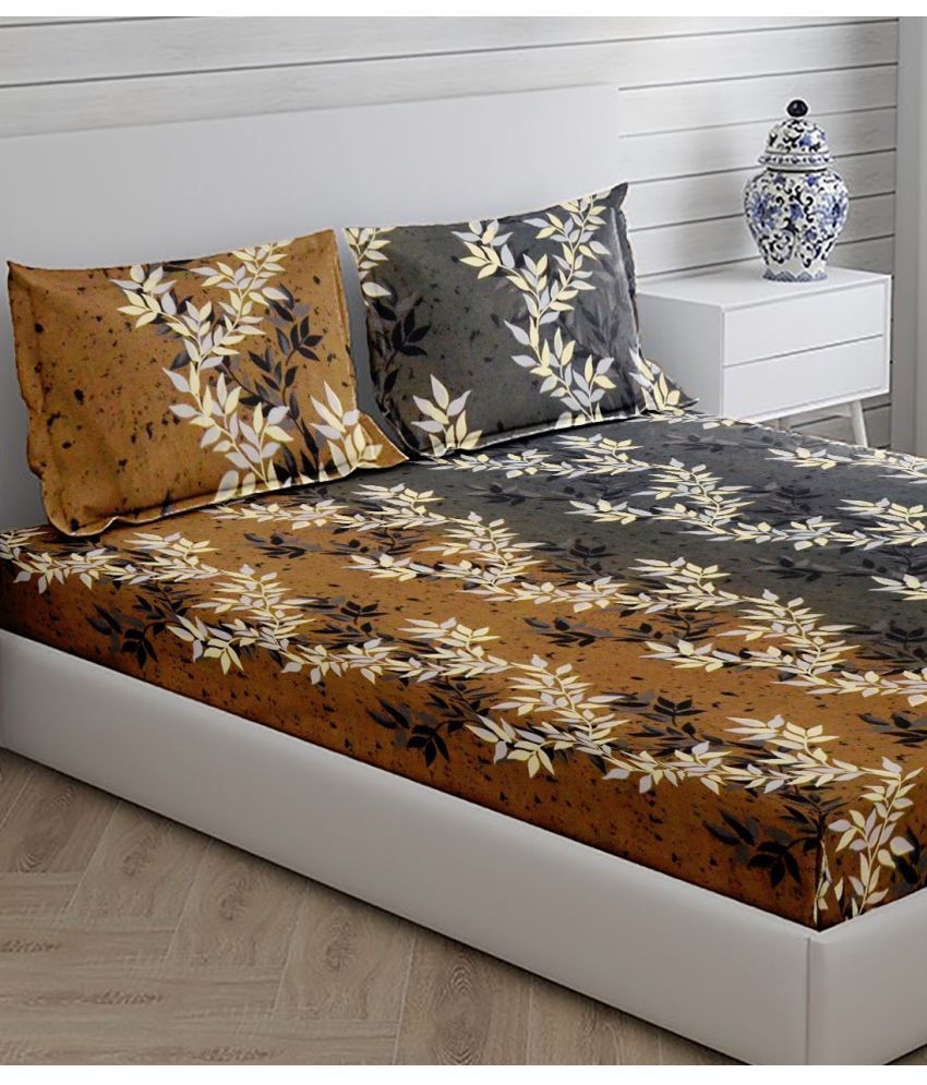     			CTF Bedding Microfiber Floral Double Bedsheet with Two Pillow Covers -Multicolor
