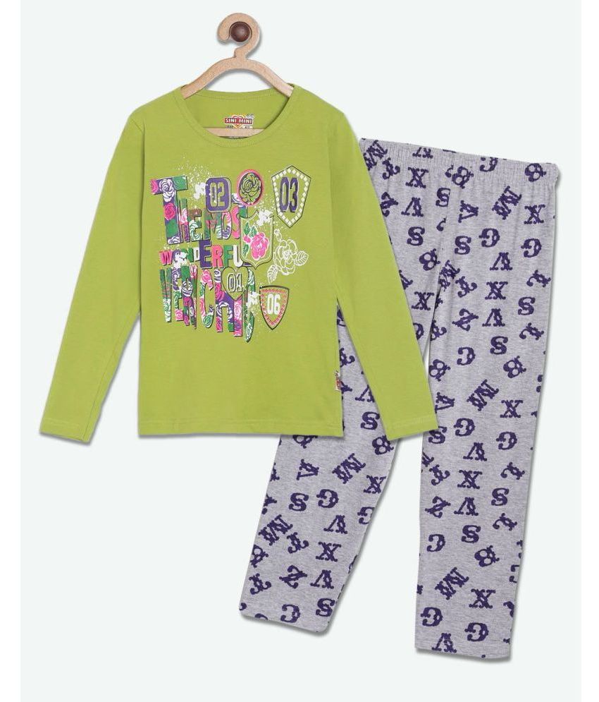     			Sini Mini - Olive Cotton Girls Top With Pajama ( Pack of 1 )