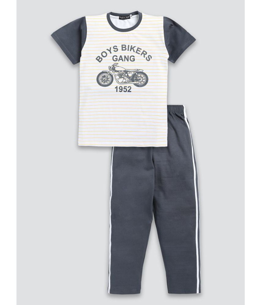    			Todd N Teen - White Cotton Boys T-Shirt & Trackpants ( Pack of 1 )