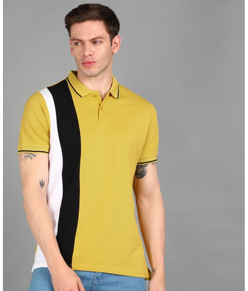     			Urbano Fashion Pack of 1 Cotton Slim Fit Colorblock Half Sleeves Men's Polo T Shirt ( Yellow )