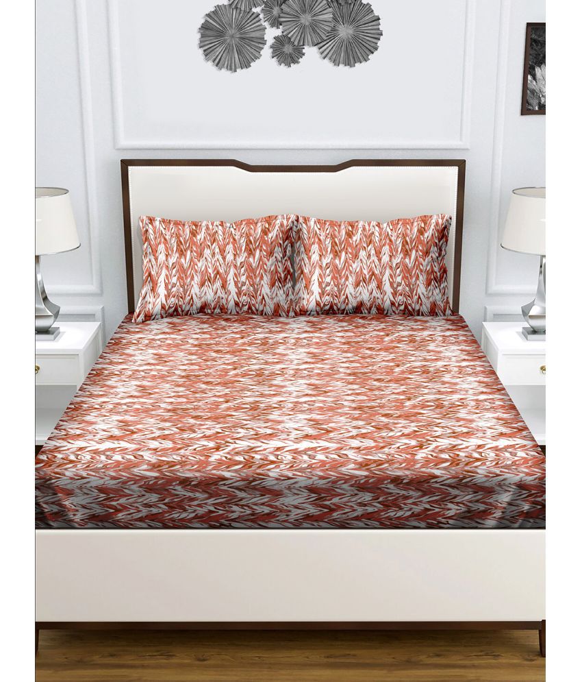     			Bella Casa - Rust Cotton Double Bedsheet with 2 Pillow Covers