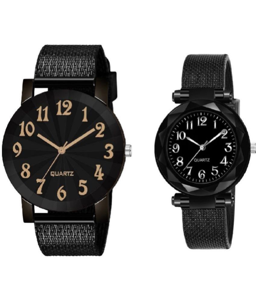     			Cosmic - Black Resin Analog Couple's Watch