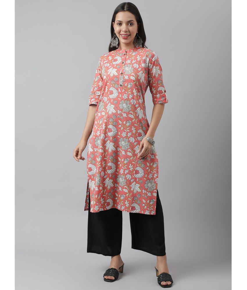     			Divena - Pink Cotton Women's Straight Kurti ( Pack of 1 )